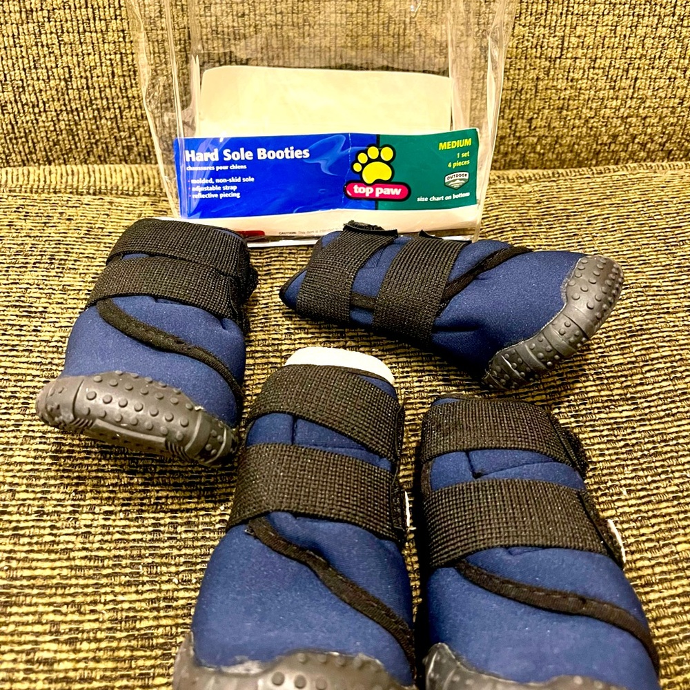NEW - Top Paw Hard Sole Booties Navy Blue Medium